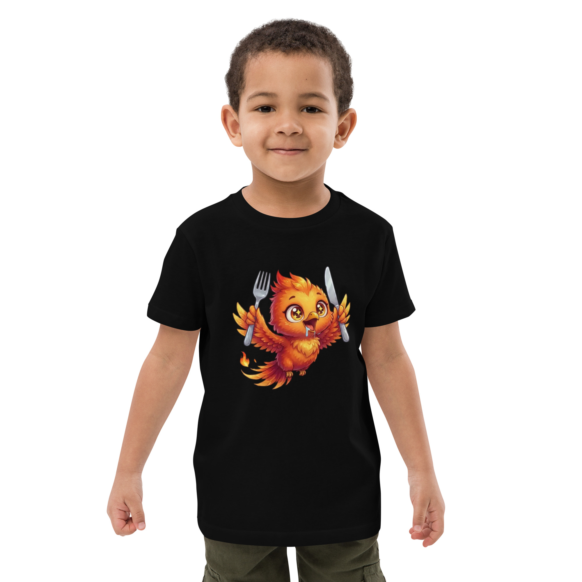 T-shirt en coton bio enfant BABY PHOENIX QUI VOLE AVEC COUVERT
