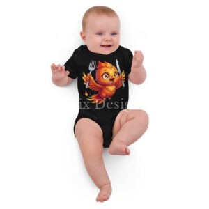 Body en coton bio bébé BABY PHOENIX QUI VOLE AVEC COUVERT
