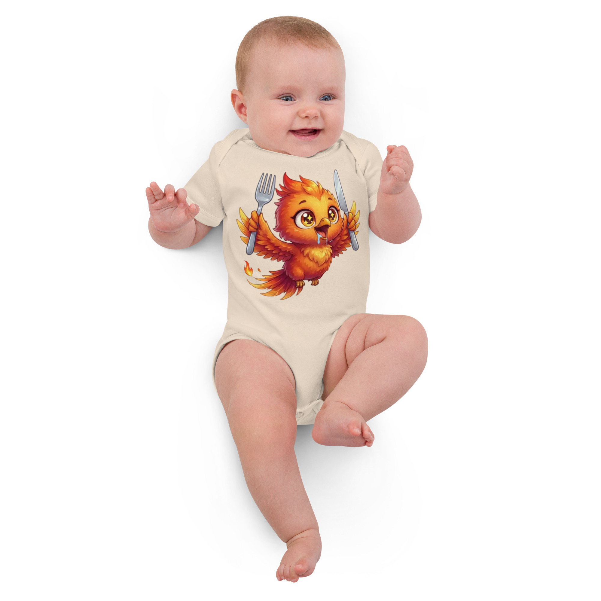 Body en coton bio bébé BABY PHOENIX QUI VOLE AVEC COUVERT – Image 2