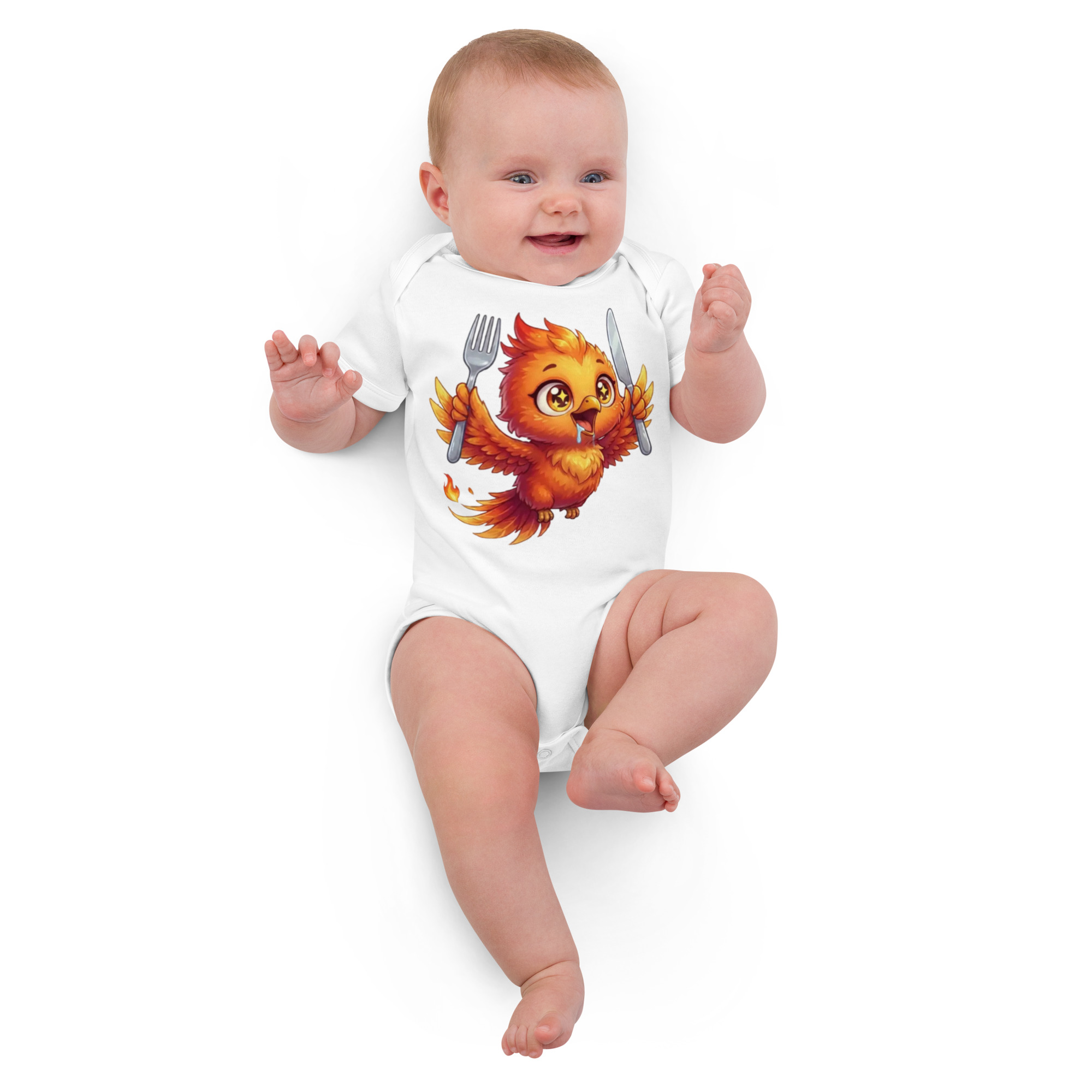 Body en coton bio bébé BABY PHOENIX QUI VOLE AVEC COUVERT – Image 3